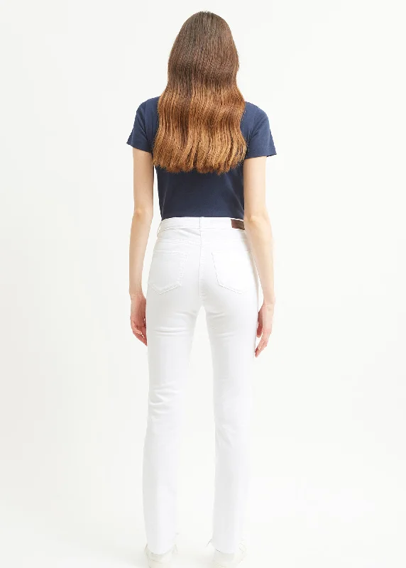 Mimosa high waist pants - slim fit, in stretch cotton (BLANC)