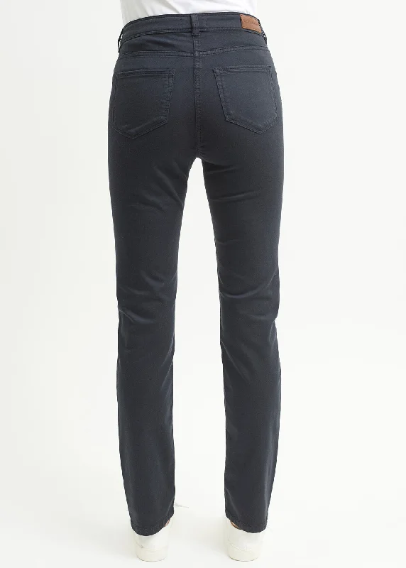 Mimosa high waist pants - slim fit, in stretch cotton (NAVY)