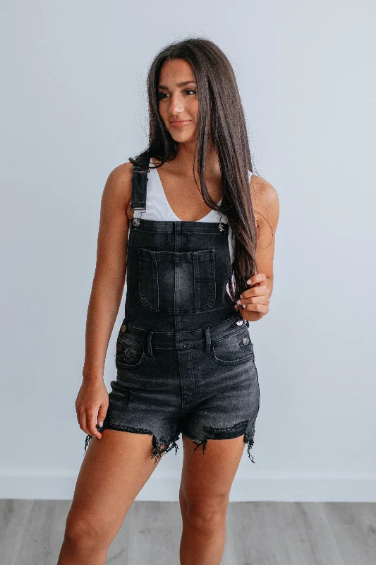 Monroe Risen Short Overalls - Vintage Black