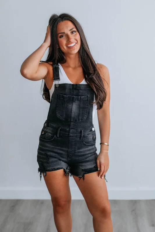 Monroe Risen Short Overalls - Vintage Black