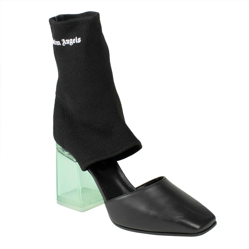 PALM ANGELS Black/Green Sock Ankle Boots