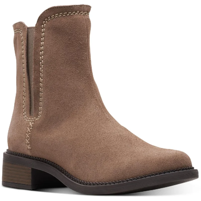 Maye Zip Womens Suede Stretch Booties