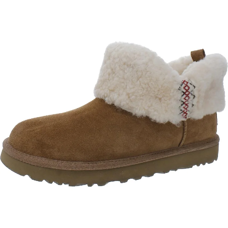 Ultra Mini Womens Suede Winter Shearling Boots