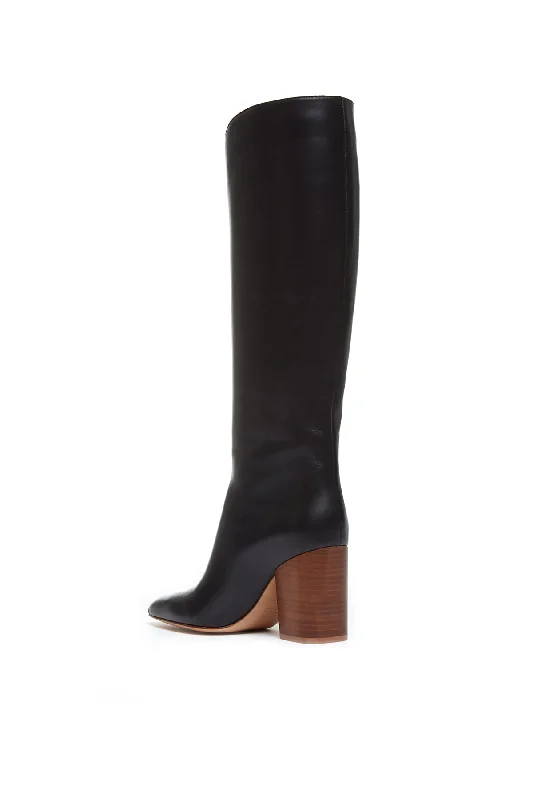 Cora Knee High Boot in Black Leather