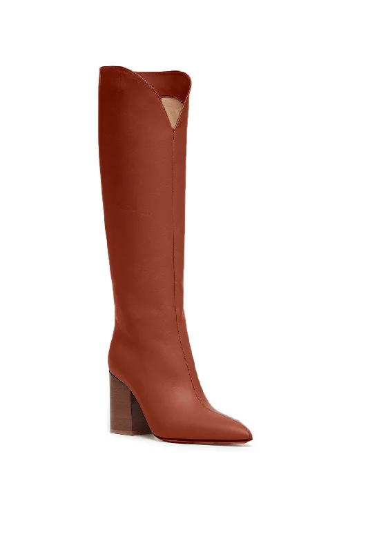 Cora Knee High Boot in Cognac Leather