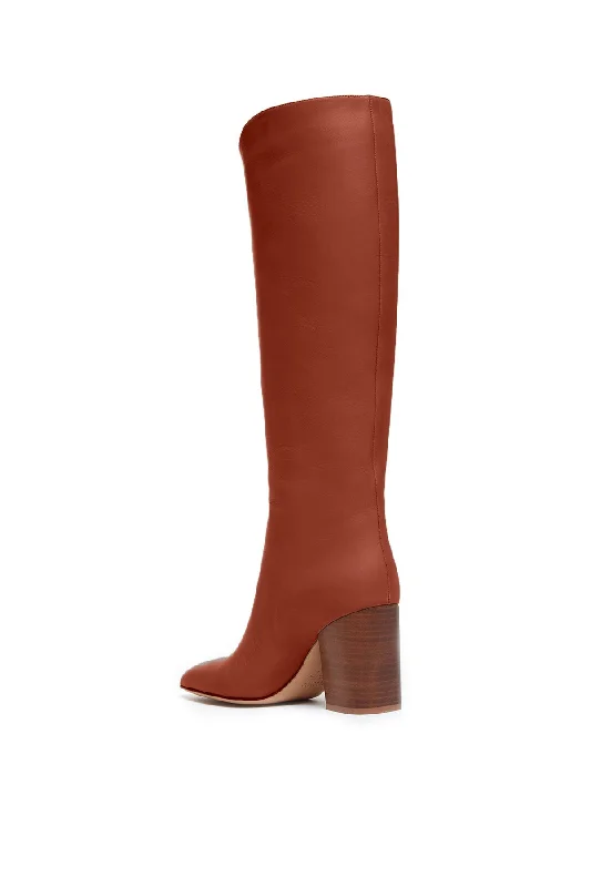 Cora Knee High Boot in Cognac Leather