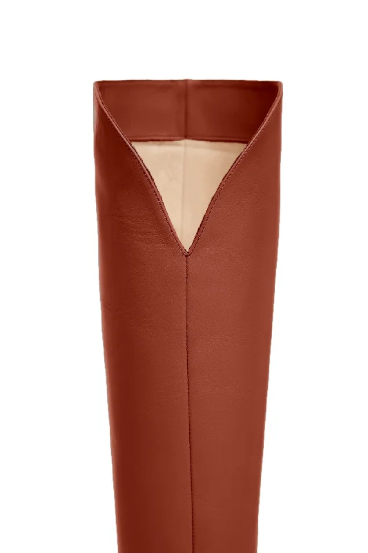 Cora Knee High Boot in Cognac Leather