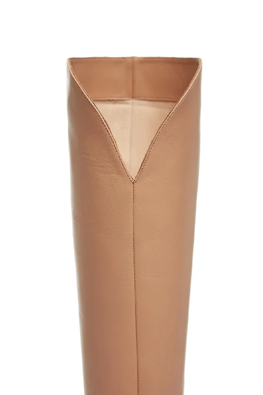 Cora Knee High Boot in Camel Leather