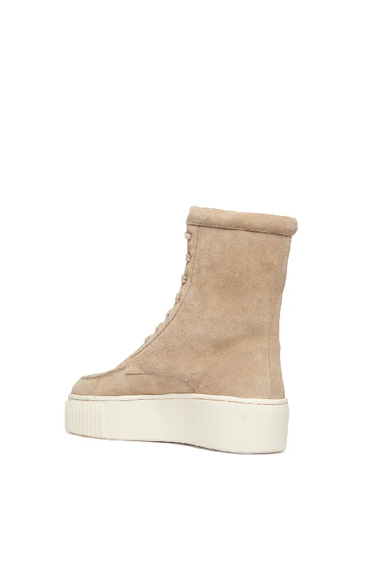 Emanuele Lace Up Boot in Beige Leather