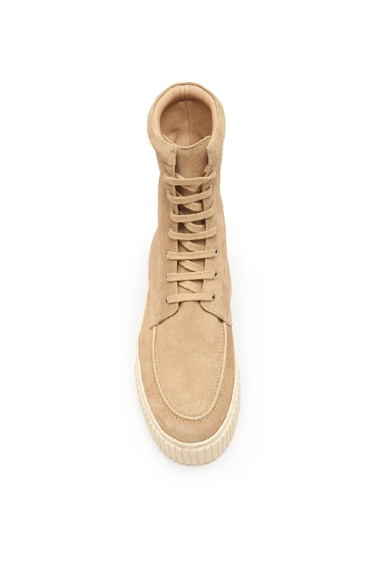 Emanuele Lace Up Boot in Beige Leather