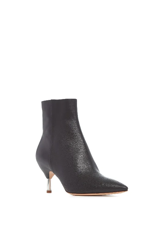 Valeria Heeled Boot in Black Leather