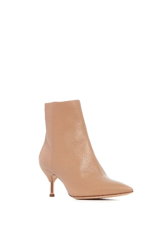 Valeria Heeled Boot in Dark Camel Leather