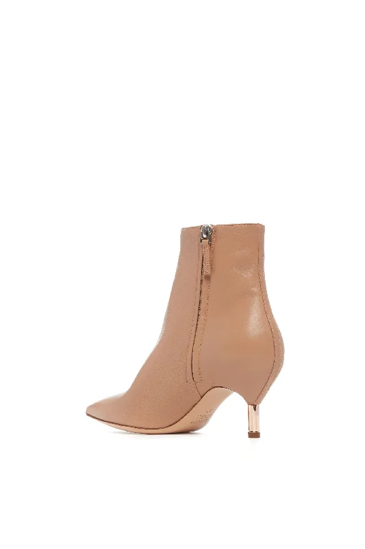 Valeria Heeled Boot in Dark Camel Leather