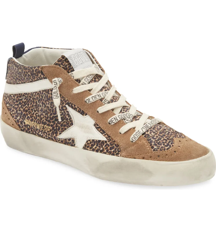 Golden Goose Women's Leopard Mid Star Classic Hi Top Sneakers