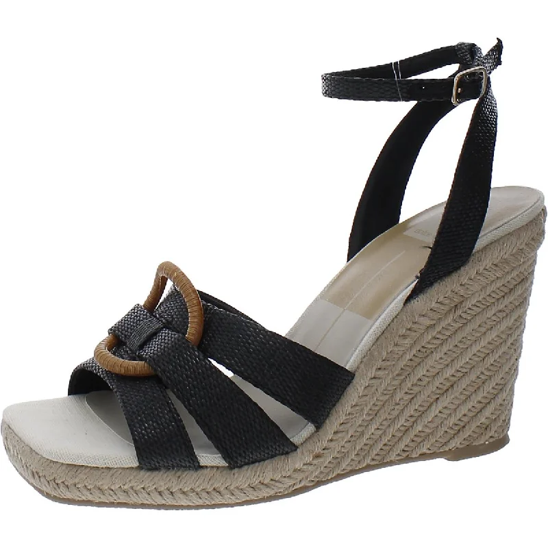 Espadrille Womens Woven Ankle Strap Pumps