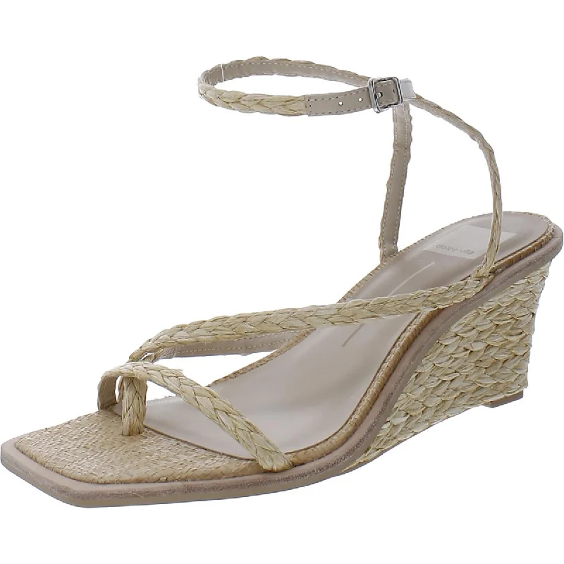 WEDGE Womens Tweed Ankle Strap Pumps