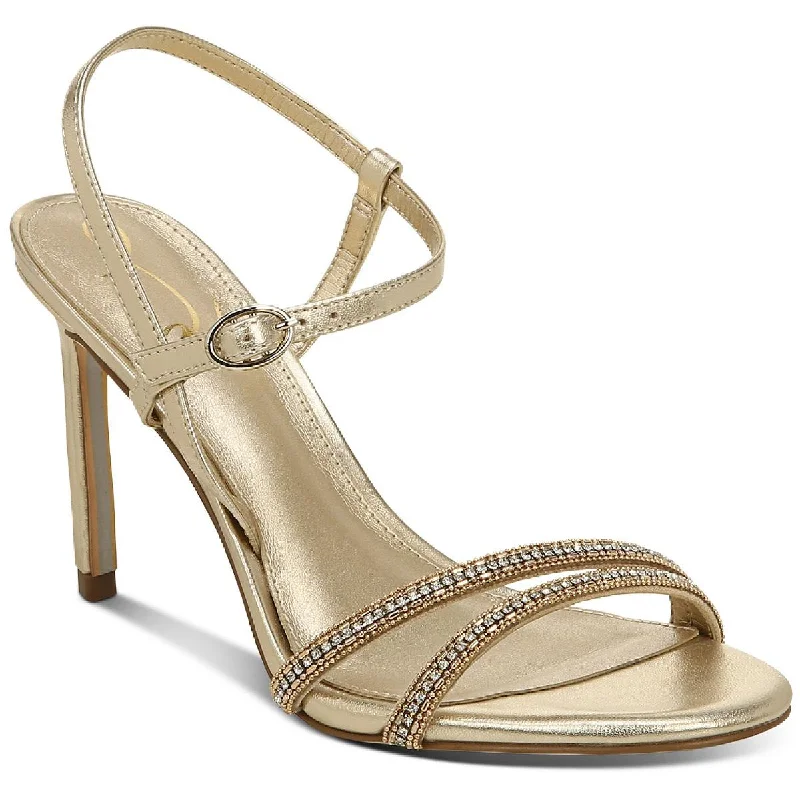 Daisie Womens Leather Rhinestone Evening Sandals