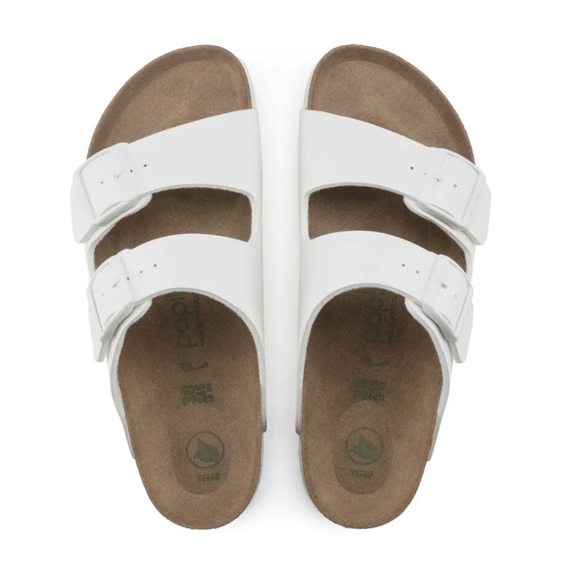 Birkenstock Arizona Grooved Vegan Platform Slide Sandal (Women) - White Birko-Flor