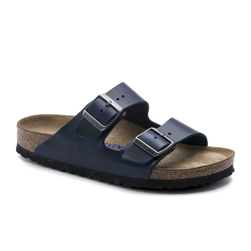 Birkenstock Arizona Soft Footbed Narrow Slide Sandal (Women) - Blue Oiled Leather