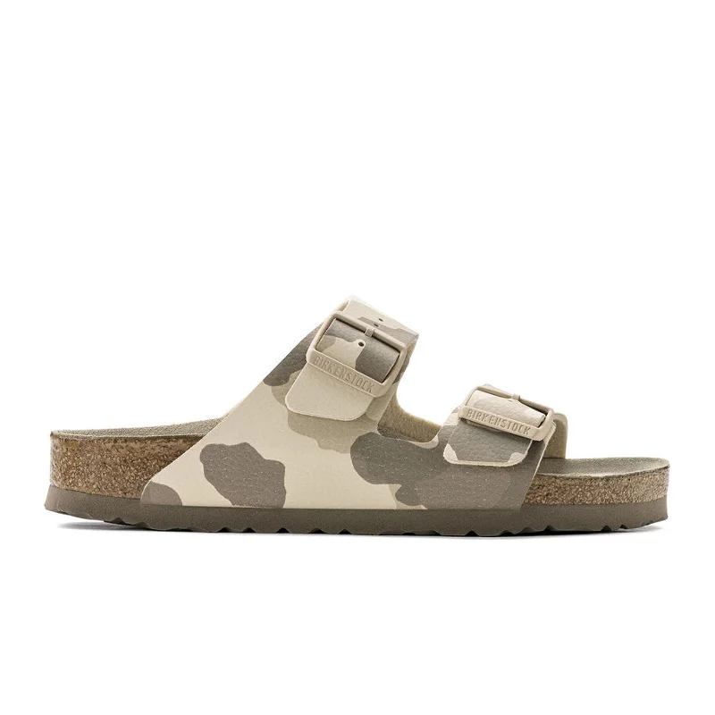 Birkenstock Arizona Soft Footbed Slide Sandal (Women) - Desert Soil Camo Gray Taupe Birko-Flor