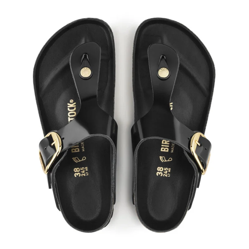 Birkenstock Gizeh Big Buckle Sandal (Women) - High Shine Black Leather