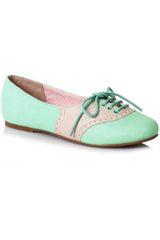 Bettie Page Halle Oxford Flat  | Green Faux Leather