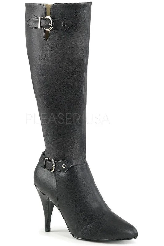 DREAM-2030 Knee Boot | Black Faux Leather