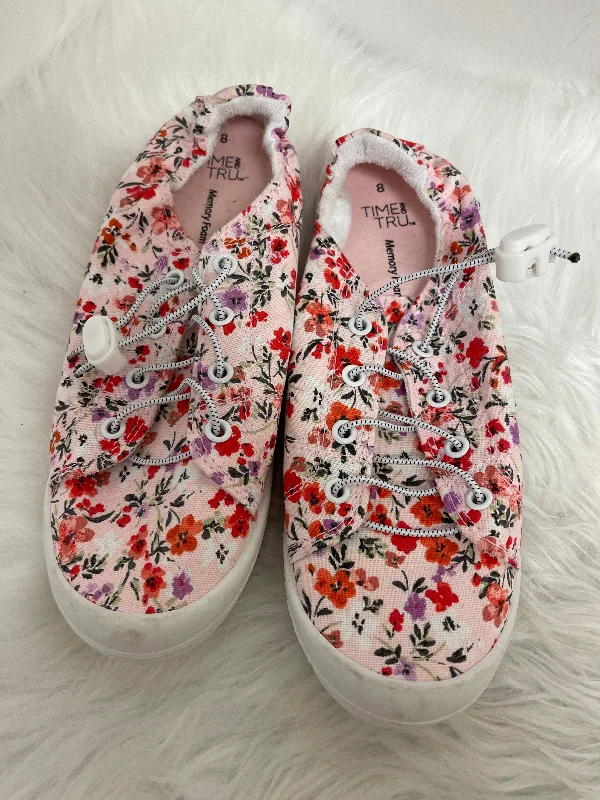 Floral Print Shoes Flats Time And Tru, Size 8