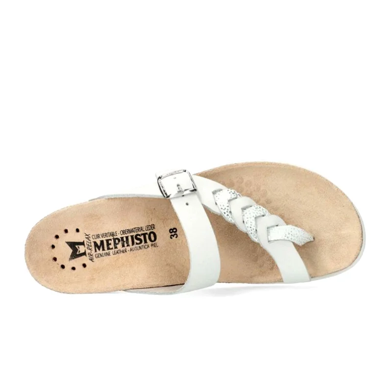 Mephisto Heleonore Sandal (Women) - White Scratch Leather/Silver