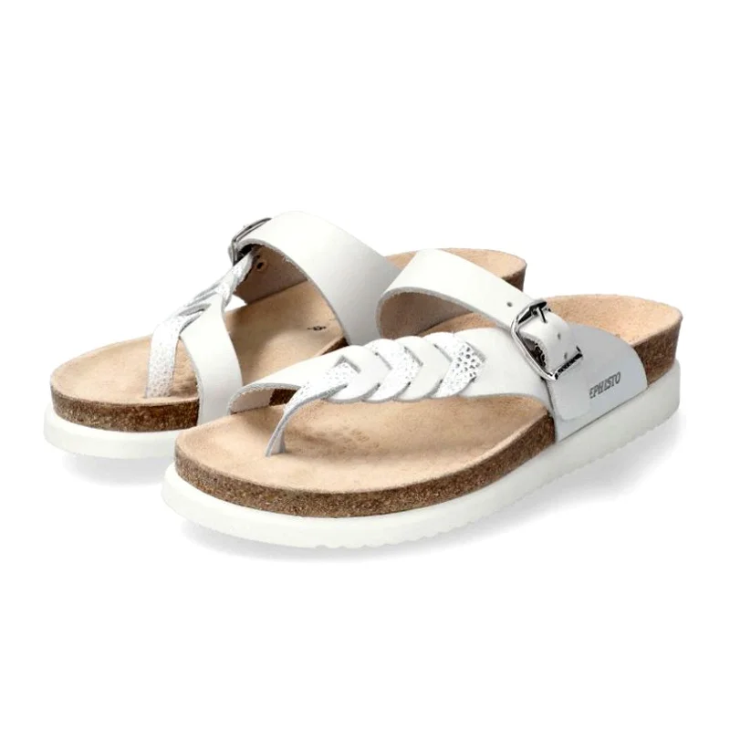 Mephisto Heleonore Sandal (Women) - White Scratch Leather/Silver