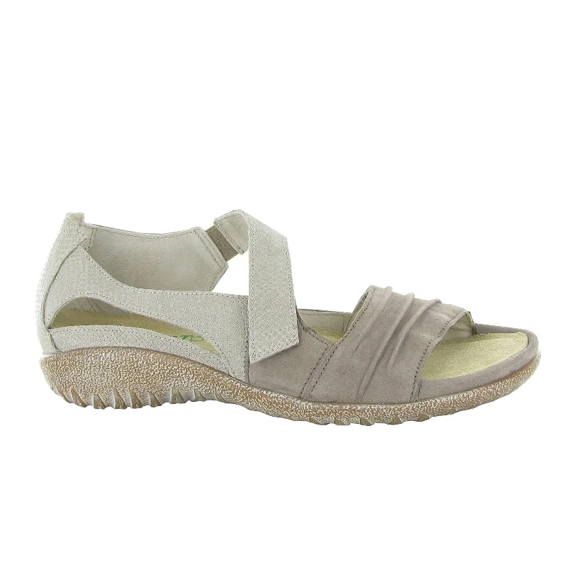 Naot Papaki Backstrap Sandal (Women) - Stone Nubuck/Beige Lizard Leather