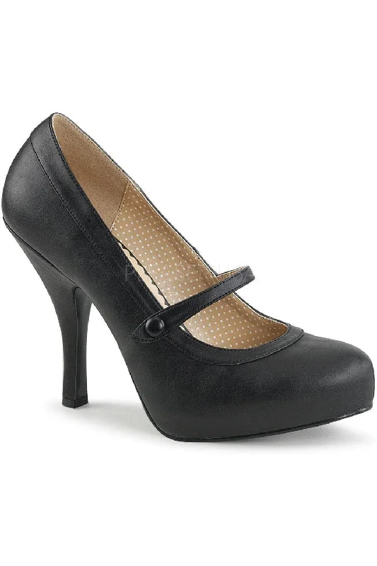 PINUP-01 Pump  | Black Faux Leather