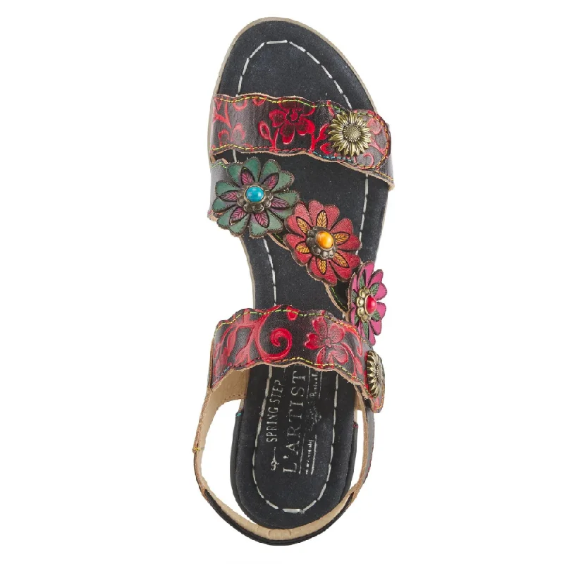 L'Artiste By Spring Step Aromas Sandal Black Multi Leather (Women's)