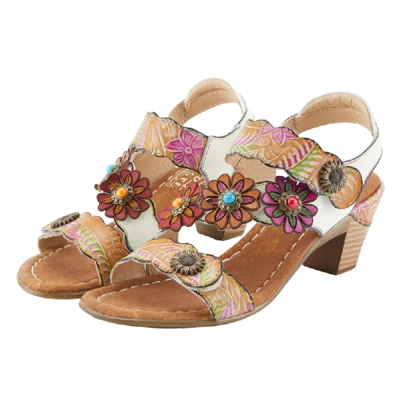 L'Artiste By Spring Step Aromas Sandal White Multi Leather (Women's)