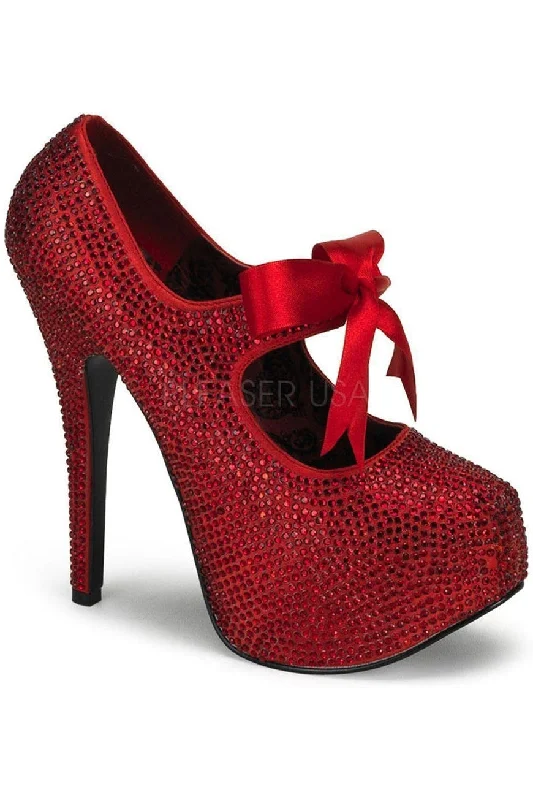 TEEZE-04R Pump  | Red Rhinestones