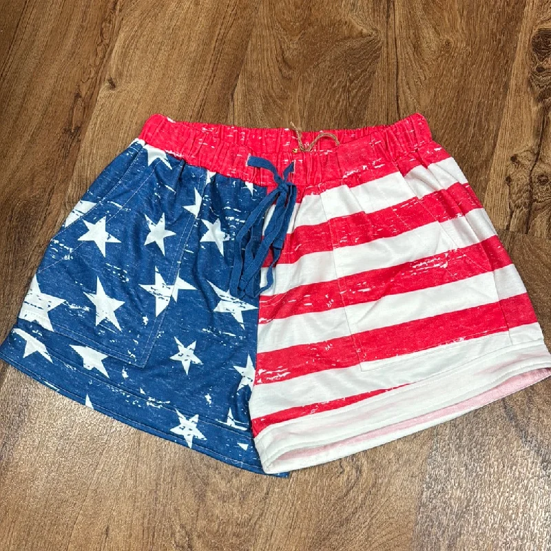 American Flag Drawstring Shorts