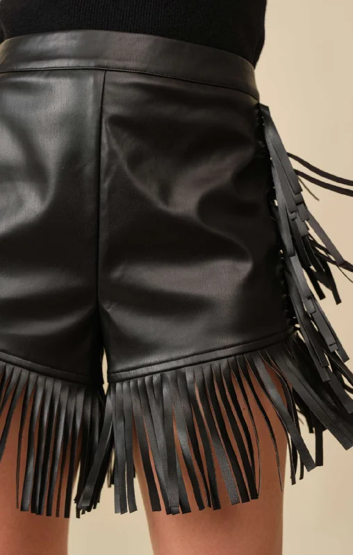 Faux Leather Fringe Shorts