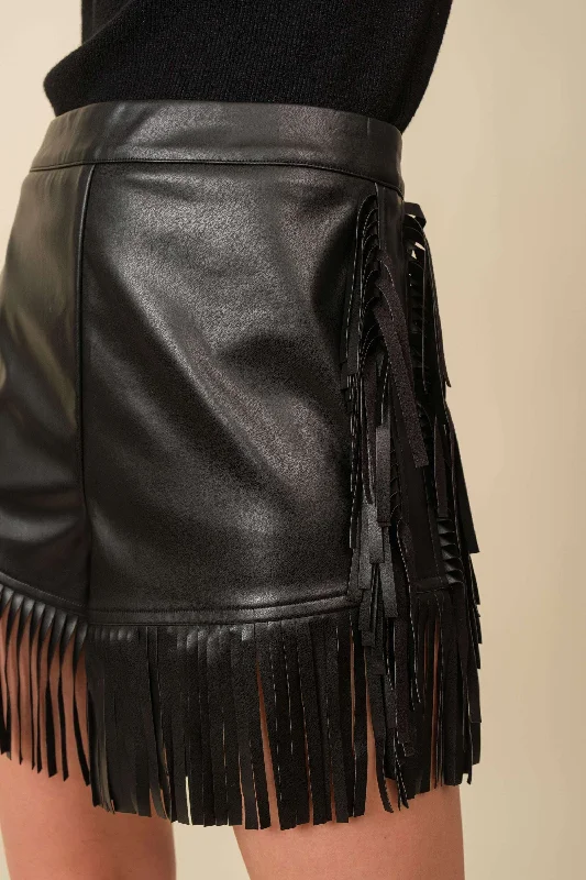 Faux Leather Fringe Shorts