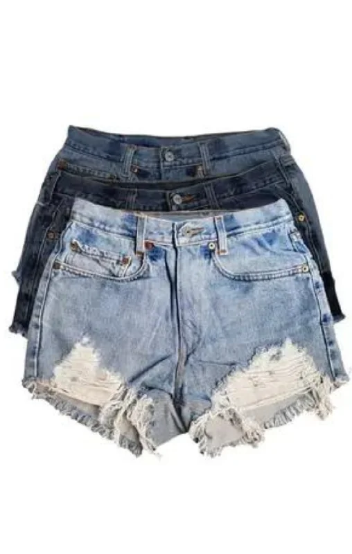 Frayed Upcycled Vintage Denim Shorts