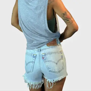 Frayed Upcycled Vintage Denim Shorts