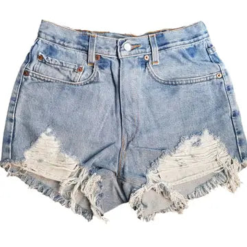 Frayed Upcycled Vintage Denim Shorts