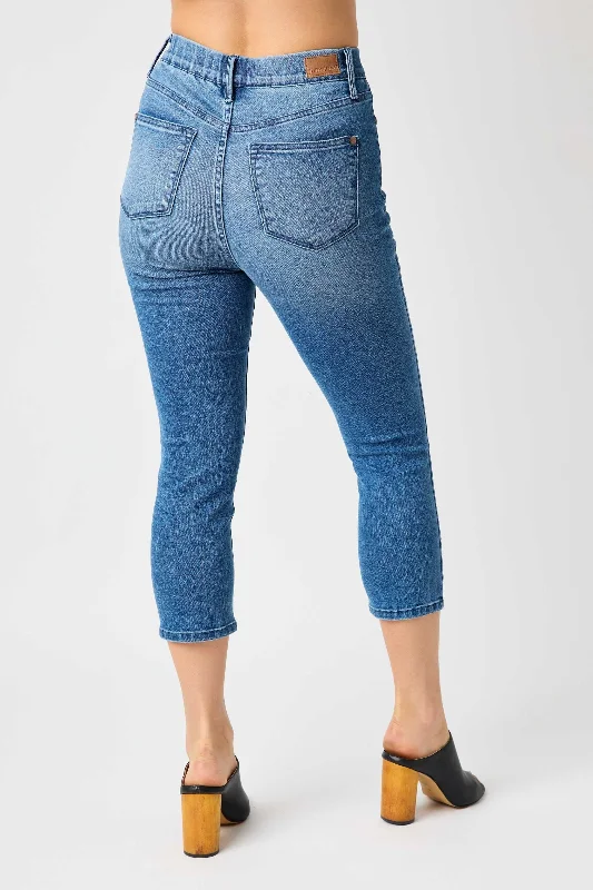 Judy Blue Reg/Plus High Waist Cool Denim Pull On Capris