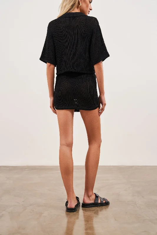 KNITTED SKIRT - BLACK