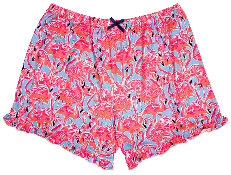 Simply Southern Flamingo Ruffle Shorts