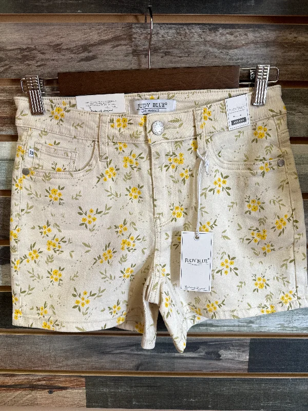 Judy Blue Reg/Plus High Waist Yellow Floral Shorts