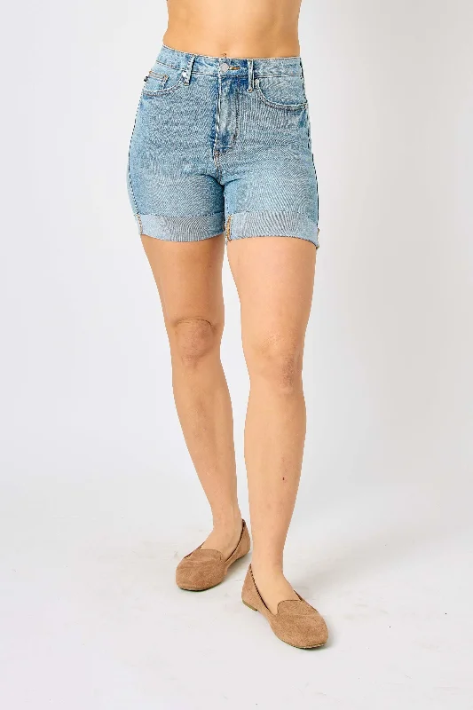 Judy Blue Reg/Plus High Waist Tummy Control Cool Denim Shorts