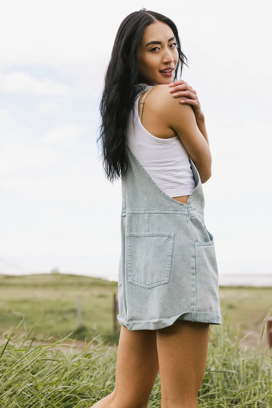 Fawn Shortalls in Light Wash