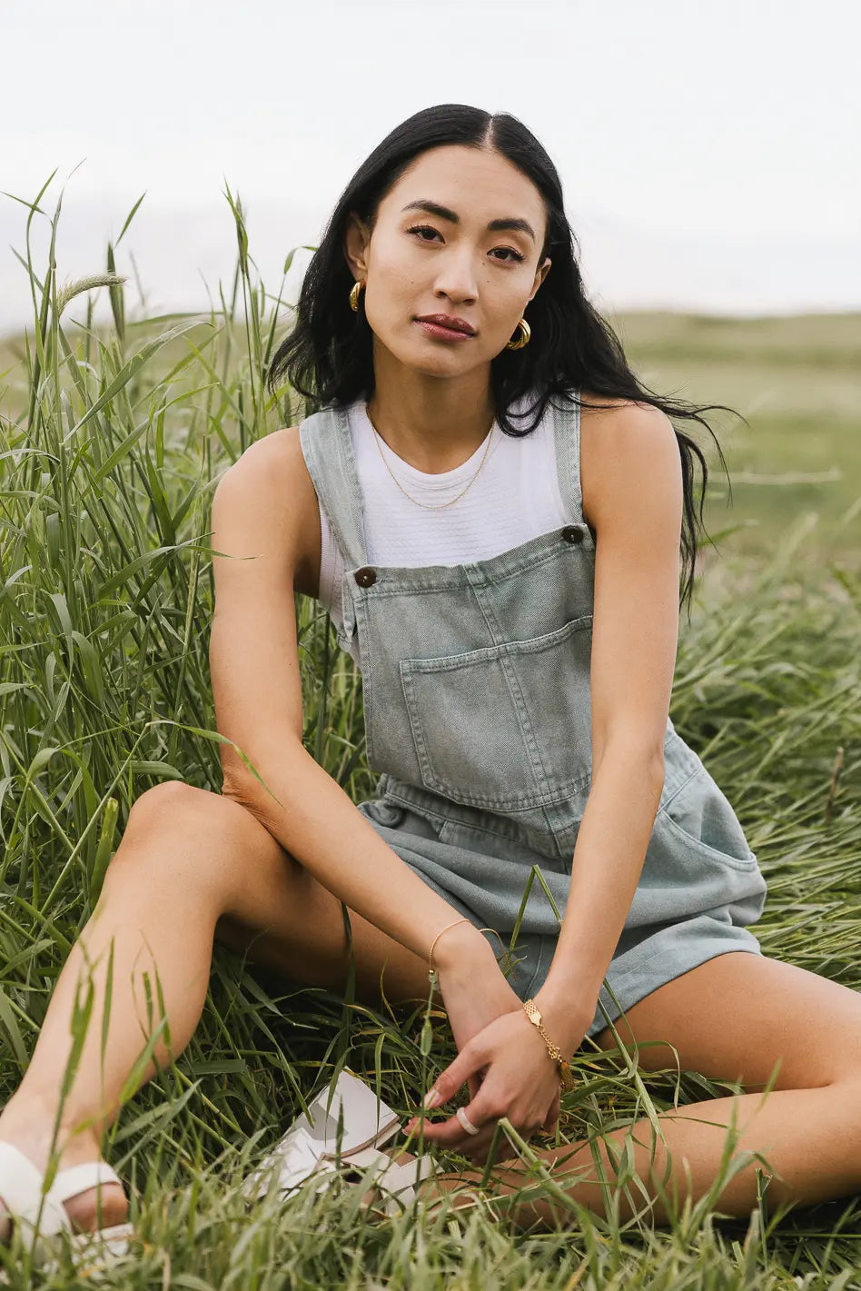 Fawn Shortalls in Light Wash