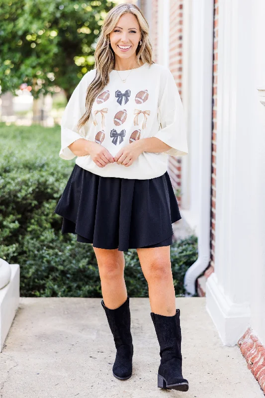 Football & Tailgates Boyfriend Tee, Ivory