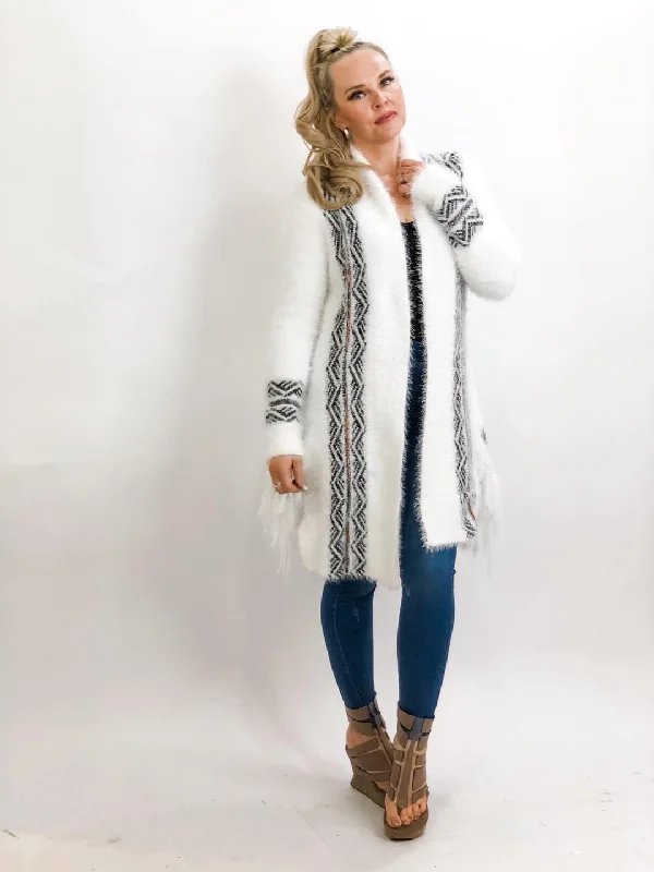 Ivory/Multi Aztec Print Cardigan